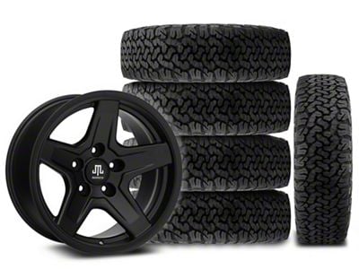 17x9 Mammoth Boulder Wheel & 34in BF Goodrich All-Terrain T/A KO Tire Package; Set of 5 (07-18 Jeep Wrangler JK)