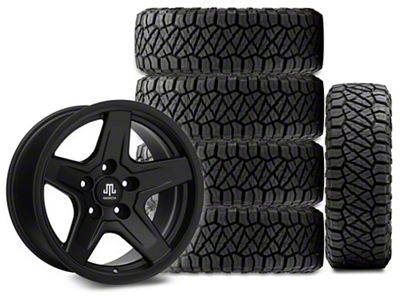 17x9 Mammoth Boulder Wheel & 33in NITTO All-Terrain Ridge Grappler A/T Tire Package; Set of 5 (07-18 Jeep Wrangler JK)