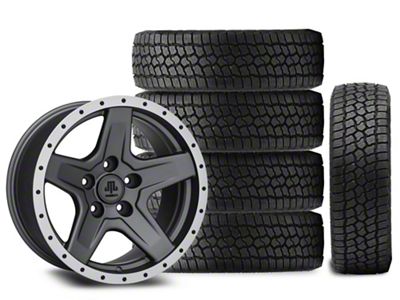 17x9 Mammoth Boulder Beadlock Style Wheel & 33in Milestar All-Terrain Patagonia AT/R Tire Package; Set of 5 (07-18 Jeep Wrangler JK)