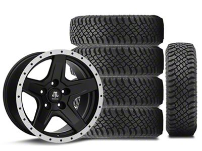 17x9 Mammoth Boulder Beadlock Style Wheel & 35in Atturo All-Terrain Trail Blade X/T Tire Package; Set of 5 (18-25 Jeep Wrangler JL)