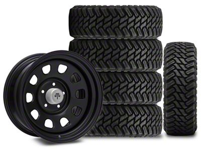 17x9 Mammoth D Window Wheel & 35in Atturo Mud-Terrain Trail Blade M/T Tire Package; Set of 5 (07-18 Jeep Wrangler JK)