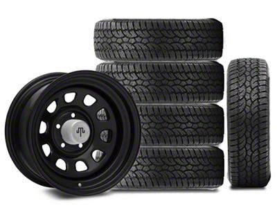 15x8 Mammoth D Window Wheel & 31in Atturo All-Terrain Trail Blade A/T Tire Package; Set of 5 (97-06 Jeep Wrangler TJ)