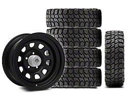 15x8 Mammoth D Window Wheel & 31in Gladiator Mud-Terrain X-Comp M/T Tire Package; Set of 5 (97-06 Jeep Wrangler TJ)