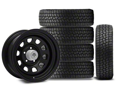 15x8 Mammoth D Window Wheel & 31in Milestar All-Terrain Patagonia AT/R Tire Package; Set of 5 (97-06 Jeep Wrangler TJ)
