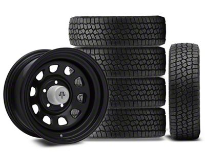 15x8 Mammoth D Window Wheel & 31in Milestar All-Terrain Patagonia AT/R Tire Package; Set of 5 (87-95 Jeep Wrangler YJ)