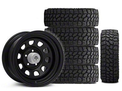 15x8 Mammoth D Window Wheel & 33in Mudclaw Mud-Terrain Comp MTX Tire Package; Set of 5 (97-06 Jeep Wrangler TJ)