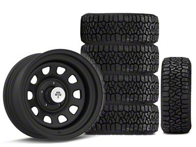 15x8 Mammoth D Window Wheel & 33in Kenda All-Terrain KLEVER A/T2 KR628 Tire Package; Set of 5 (97-06 Jeep Wrangler TJ)