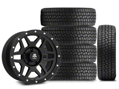 17x9 Mammoth 6 Beadlock Wheel & 33in Milestar All-Terrain Patagonia AT/R Tire Package; Set of 5 (07-18 Jeep Wrangler JK)