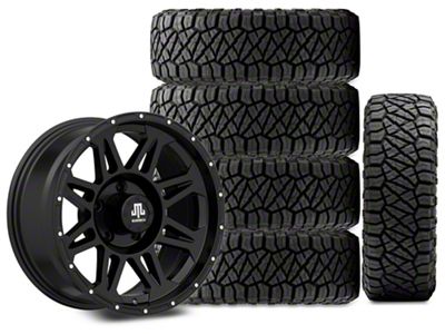 17x8 Mammoth Split 8 Wheel & 33in NITTO All-Terrain Ridge Grappler A/T Tire Package; Set of 5 (18-25 Jeep Wrangler JL)