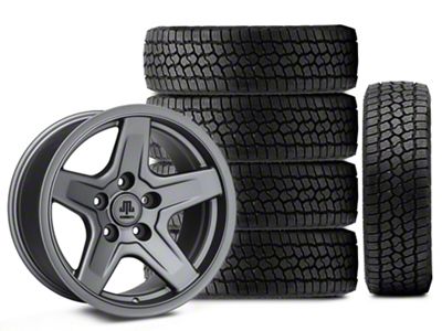 17x9 Mammoth Boulder Wheel & 33in Milestar All-Terrain Patagonia AT/R Tire Package; Set of 5 (07-18 Jeep Wrangler JK)