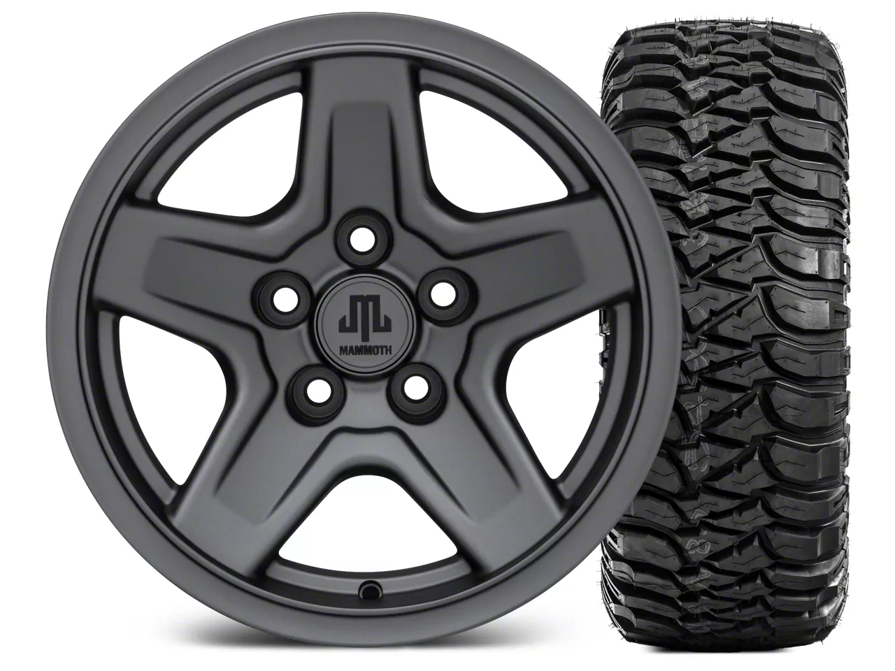 【高い素材】 Mammoth Jeep Mickey & Wheel 15x8 Charcoal Boulder Wrangler スノーボード