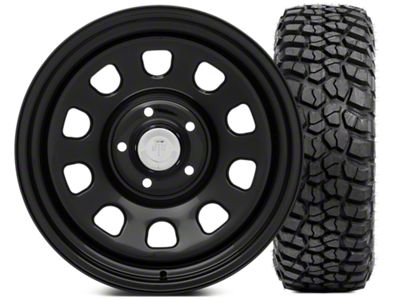 Mammoth D Window Steel 17x9 Wheel and BF Goodrich KM2 Tire Kit 35x12.50 R17 Tire Kit (07-18 Jeep Wrangler JK)