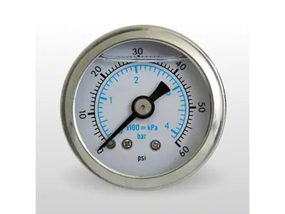 Marshall Instruments WS White PSI/kPa/Bar Dial 1.50-Inch Liquid Filled Mechanical Gauge; 0-60 PSI (Universal; Some Adaptation May Be Required)