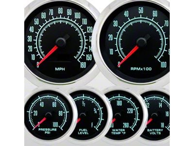 Marshall Instruments COMP II 60's Muscle 6-Gauge Set; Polished Stainless Steel Bezel (Universal; Some Adaptation May Be Required)