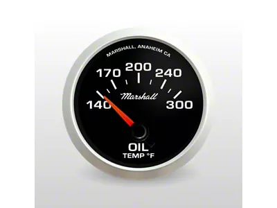 Marshall Instruments COMP II LED Black Dial 2-1/16-Inch Oil Temperature Gauge; 140-300 Fahrenheit; Silver Aluminum Bezel (Universal; Some Adaptation May Be Required)