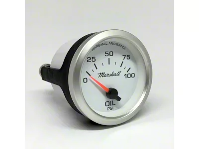 Marshall Instruments COMP II LED White Dial 2-1/16-Inch Oil Pressure Gauge; 0-100 PSI; Silver Aluminum Bezel (Universal; Some Adaptation May Be Required)