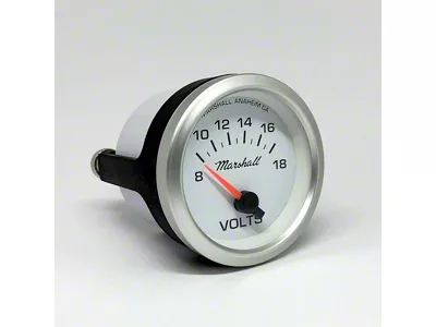 Marshall Instruments COMP II LED White Dial 2-1/16-Inch Volt Gauge; 8-18V; Silver Aluminum Bezel (Universal; Some Adaptation May Be Required)