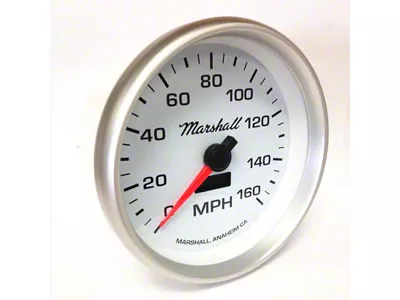 Marshall Instruments COMP II LED White Dial 5-Inch In-Dash Electric Programmable Speedometer; 0-160MPH; Silver Aluminum Bezel (Universal; Some Adaptation May Be Required)