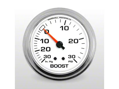 Marshall Instruments COMP II White Dial 2-5/8-Inch Vacuum/Boost Gauge; 0-30 PSI (Universal; Some Adaptation May Be Required)