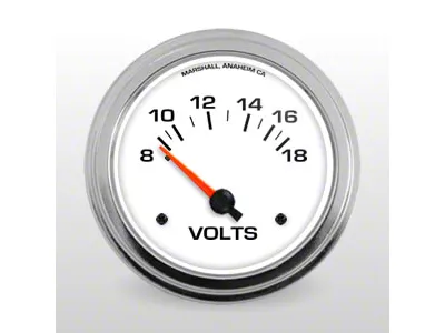 Marshall Instruments COMP II White Dial 2-5/8-Inch Volt Gauge; 8-18V (Universal; Some Adaptation May Be Required)