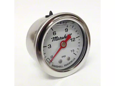 Marshall Instruments CW White Marshall Logo Dial 1.50-Inch Liquid Filled Mechanical Gauge; 0-15 PSI (Universal; Some Adaptation May Be Required)