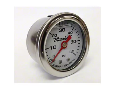 Marshall Instruments CW White Marshall Logo Dial 1.50-Inch Liquid Filled Mechanical Gauge; 0-60 PSI (Universal; Some Adaptation May Be Required)