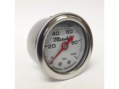 Marshall Instruments CW White Marshall Logo Dial 1.50-Inch Liquid Filled Mechanical Gauge; 0-100 PSI (Universal; Some Adaptation May Be Required)