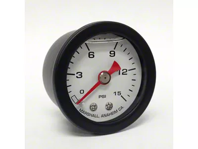 Marshall Instruments CWB White Marshall Logo Dial 1.50-Inch Liquid Filled Mechanical Gauge; 0-15 PSI (Universal; Some Adaptation May Be Required)