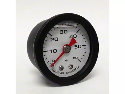 Marshall Instruments CWB White Marshall Logo Dial 1.50-Inch Liquid Filled Mechanical Gauge; 0-60 PSI (Universal; Some Adaptation May Be Required)