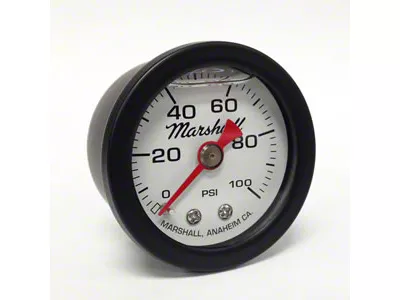 Marshall Instruments CWB White Marshall Logo Dial 1.50-Inch Liquid Filled Mechanical Gauge; 0-100 PSI (Universal; Some Adaptation May Be Required)