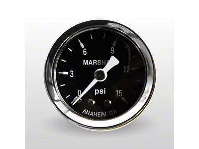 Marshall Instruments MC Black Marshall Logo Dial 1.50-Inch Dry Direct Mount Mechanical Gauge; 0-15 PSI (Universal; Some Adaptation May Be Required)