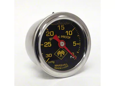 Marshall Instruments MNS Midnight Black 1.50-Inch Liquid Filled Mechanical Gauge; 0-30 in Hg Vacuum (Universal; Some Adaptation May Be Required)