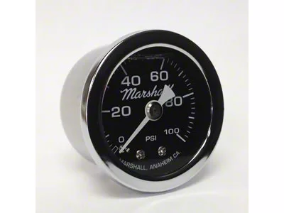 Marshall Instruments MS Black Marshall Logo Dial 1.50-Inch Liquid Filled Mechanical Gauge; 0-100 PSI (Universal; Some Adaptation May Be Required)
