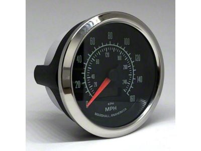 Marshall Instruments SCX 60's Muscle 3-3/8-Inch In-Dash Electric Programmable Speedometer; 0-160 MPH; Polished Stainless Steel Bezel (Universal; Some Adaptation May Be Required)