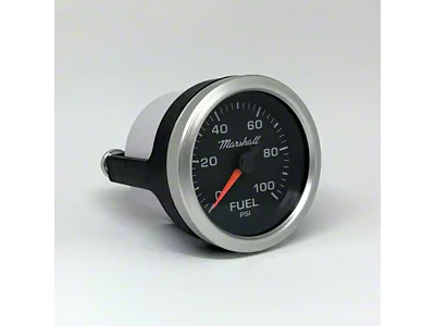 Marshall Instruments SCX Black Dial 2-1/16-Inch Fuel Pressure Gauge; 0-100 PSI; Silver Aluminum Bezel (Universal; Some Adaptation May Be Required)