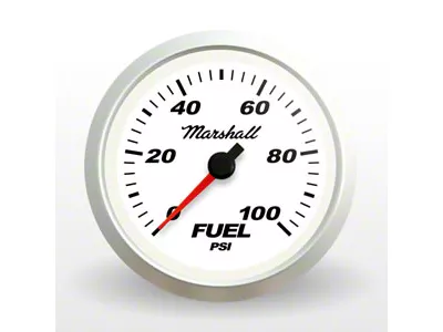 Marshall Instruments SCX White Dial 2-1/16-Inch Fuel Pressure Gauge; 0-100 PSI; Silver Aluminum Bezel (Universal; Some Adaptation May Be Required)