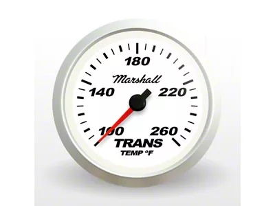 Marshall Instruments SCX White Dial 2-1/16-Inch Trans Temperature Gauge; 100-260 Fahrenheit; Silver Aluminum Bezel (Universal; Some Adaptation May Be Required)