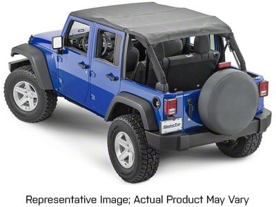 MasterTop Bimini Top Plus with Integrated Black Grab Handles; Black Diamond (20-23 Jeep Gladiator JT)