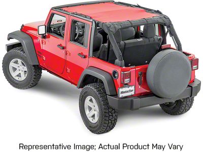 MasterTop Mesh Bimini Top Plus with Integrated Black Grab Handles; Black (18-23 Jeep Wrangler JL 4-Door)
