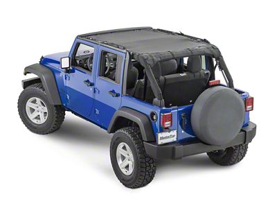 MasterTop ShadeMaker Mesh Bimini Top Plus; Black (07-18 Jeep Wrangler JK 4-Door)