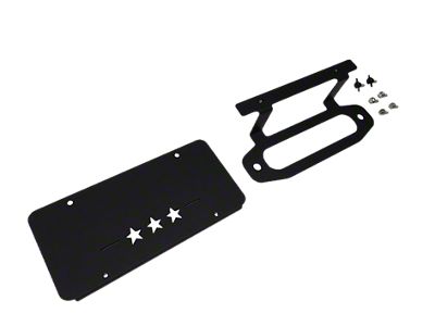 Maximus-3 Hawse Fairlead Front License Plate Bracket; Textured Black (20-26 Jeep Gladiator JT w/ Factory Steel Bumper)