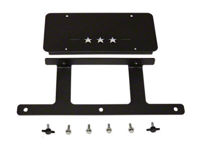 Maximus-3 Front Bumper License Plate Bracket; Textured Black (18-26 Jeep Wrangler JL w/ Factory Steel Bumper)