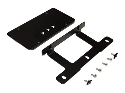 Maximus-3 Hard Rock Low Mount License Plate Bracket; Textured Black (07-18 Jeep Wrangler JK w/ Rubicon Hard Rock Steel Bumper)