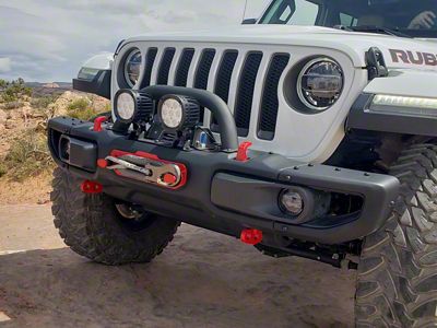 Maximus-3 SLP Bumper Hoop with Reinforcement Brackets; Textured Black (18-26 Jeep Wrangler JL w/ Factory Steel Bumper)