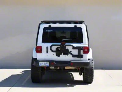 Maximus-3 Tire Carrier Base with Reinforcement Brackets and without Backup Camera Bracket; Textured Black (18-26 Jeep Wrangler JL)