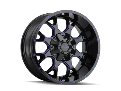 Mayhem Wheels Warrior Gloss Black Milled with Prism Blue Wheel; 20x9; 0mm Offset (18-25 Jeep Wrangler JL)