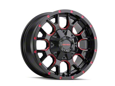 Mayhem Wheels Warrior Gloss Black Milled with Prism Red 6-Lug Wheel; 17x9; 18mm Offset (24-25 Tacoma)