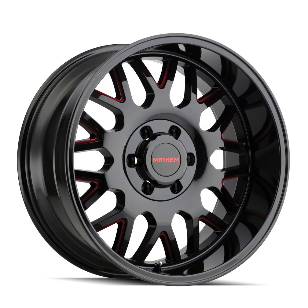 Mayhem Wheels Titan XD Tripwire Gloss Black Milled with Prism Red 6-Lug ...