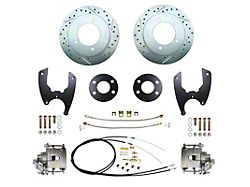 MBM Brakes Rear Disc Brake Conversion Kit with E-Brake, Drilled and Slotted Rotors; Zinc Calipers (76-86 Jeep CJ7)