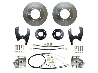 MBM Brakes Rear Disc Brake Conversion Kit with E-Brake and Solid Rotors; Zinc Calipers (76-86 Jeep CJ7)